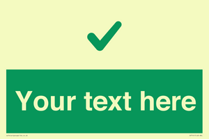 Custom green background, green tick sign